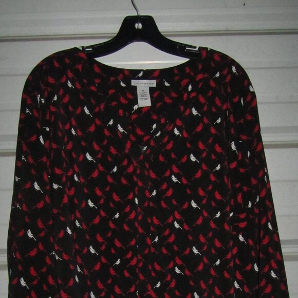 3X Plus Size Catherines Cardinal Bird print blouse top shirt womens - Picture 2 of 5